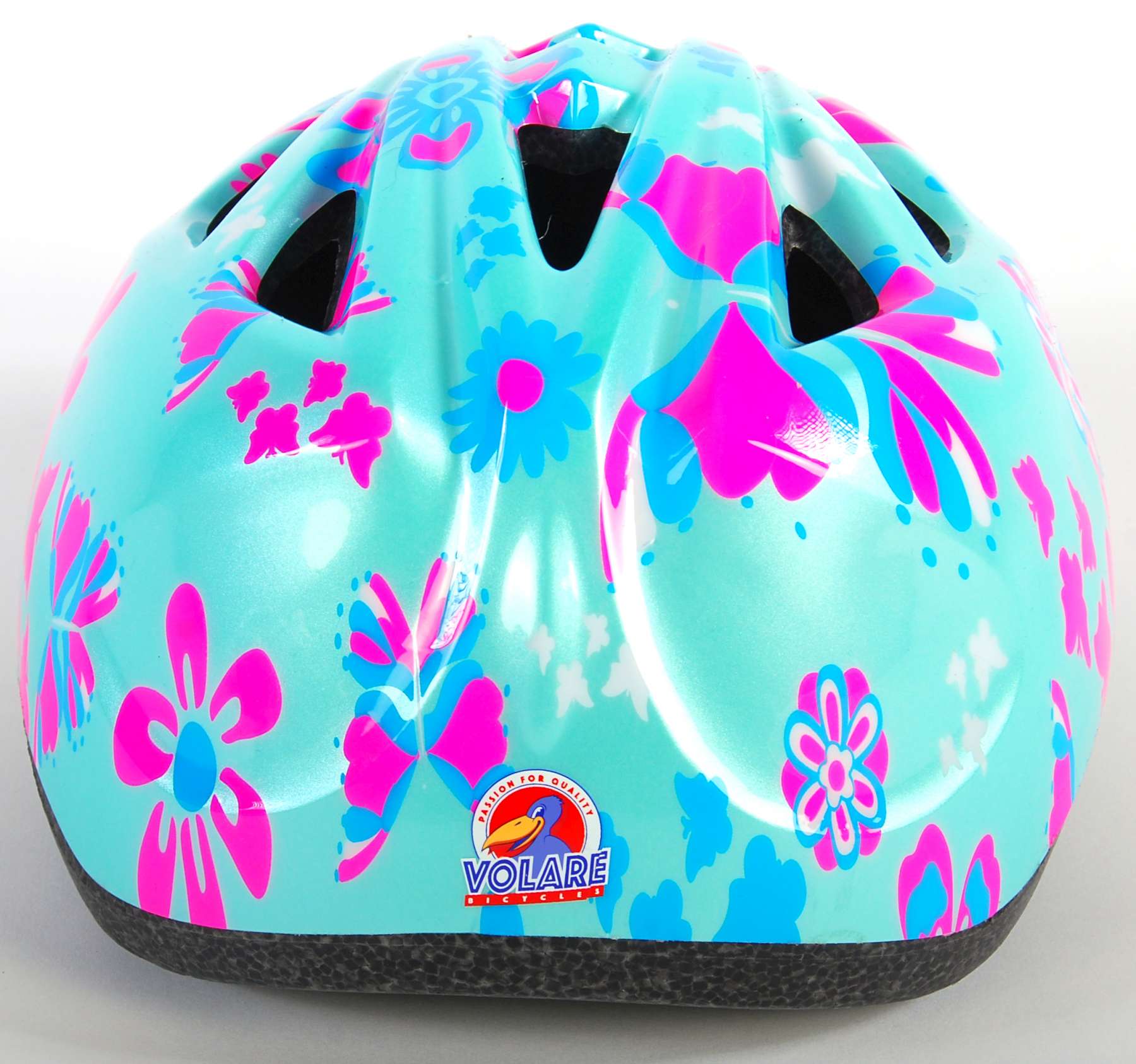 Volare Kinder Fietshelm - XS - Blauw Roze Bloemetjes - 47-51 cm - extra klein model - Afbeelding 4